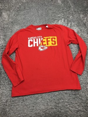 Kansas City Chiefs Shirt Mens Size Large Red Cotton Long Sleeve