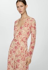 Mango Floral Wrap Dress V Neck