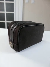 CHURCH'S of London brown leather trimmed canvas toiletry wash bag authentic NWT