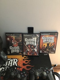 SONY Playstation2 PS2 Console - Guitar Hero Bundle - Guitar, Games, Memory Card