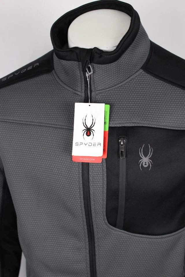 Chaqueta polar Spyder para hombre cremallera completa tela seca tela térmica polar gris QMSP149 Foto 3 de 3