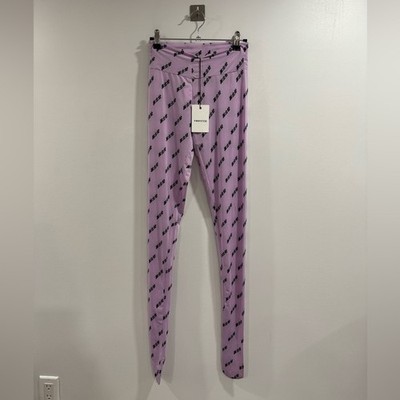 NWT GROUND Z(ER)O Women Purple Printed Stocking Legging Size Medium
