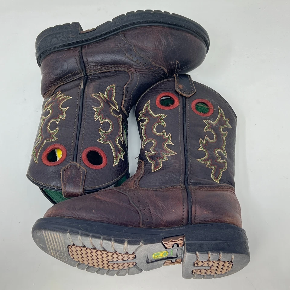 Botas de Vaquero John Deere Western Niños Pequeños 11-12 Marrón Pull On Farmer Rancher Foto 4 de 4
