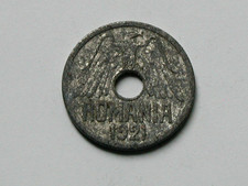 1921 ROMANIA Aluminum Coin - 25 Bani - holed as issued NOTABLE SURFACE CORROSION