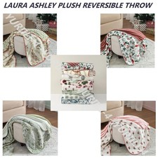 LAURA ASHLEY PLUSH REVERSIBLE PRINTED THROW, 60" x 70" ASSORTED DESIGNS NEW