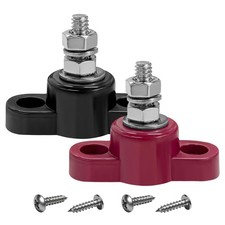 2PCS Car Single Stud Battery Junction Posts Block, 3/8 12V Power Ground Junc...