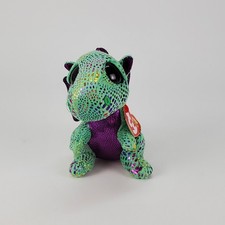 Ty Beanie Boos 6" Cinder the Green Dragon With Glitter Eyes Dinosaur Dragon