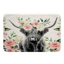Highland Cow Bath Rug Farmhouse Bull Non Slip Bath Rug Western Wild Animal So...