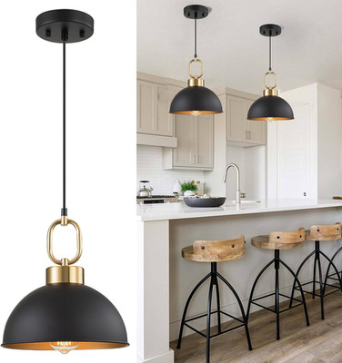 Black Pendant Light Fixture 10.2 Inch, Farmhouse Pendant Lights Kitchen Island, 