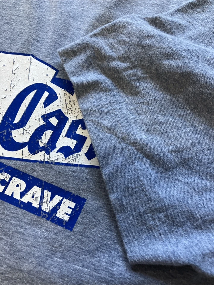 Camisa de Colección American Apparel Puntada Única Blanca Castillo Gráfico Timbre Azul Grande Foto 4 de 4