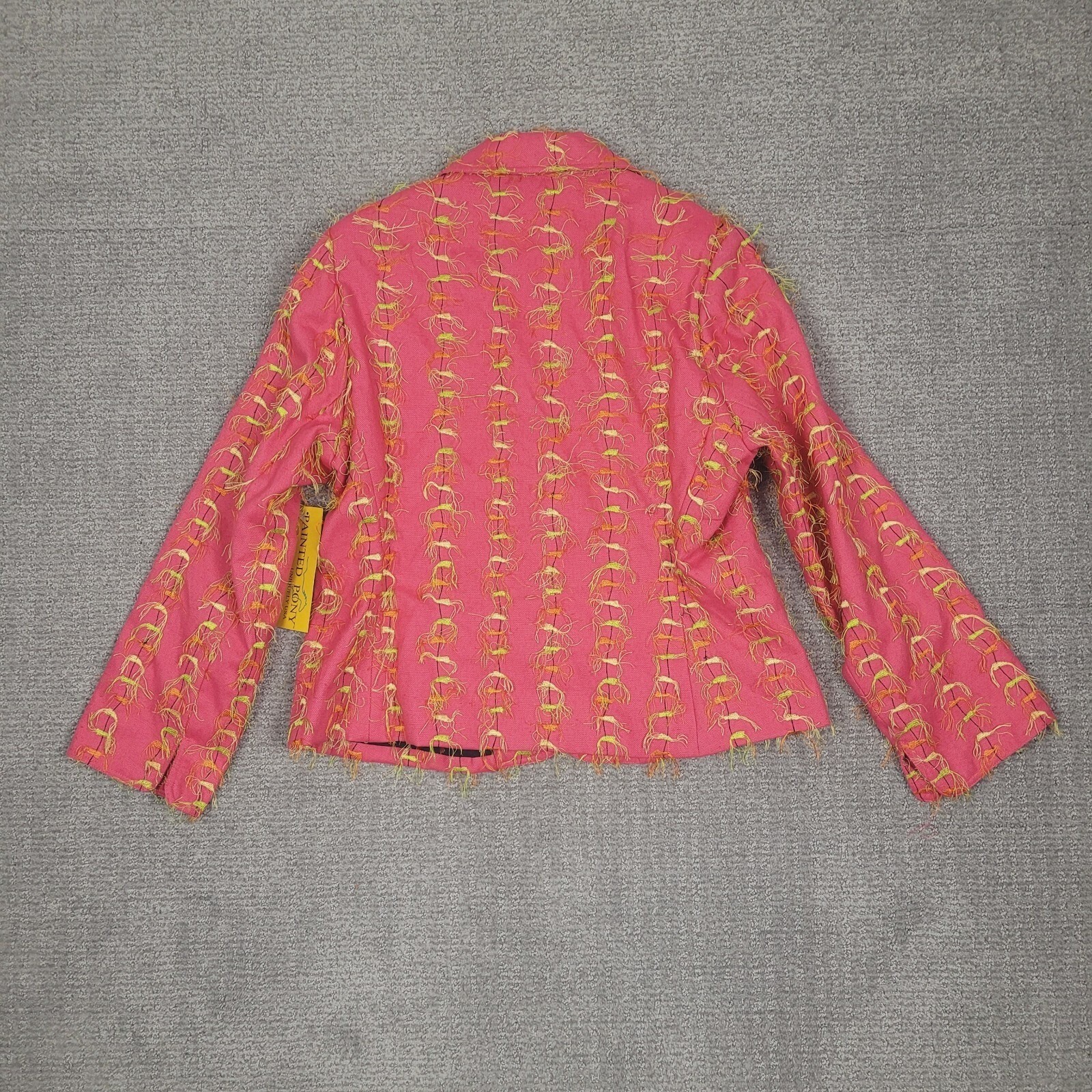 Giacca vintage dipinta Pony Filly Peony donna L rosa due bottoni western boho