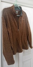 Eddie Bauer Men's XL Fleece 1/4-Zip Pullover Brown Heather Heavyweight EUC