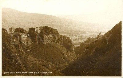 Castleton Vintage Postkarte Peveril Castle England malerisch