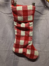 Red  White Buffalo plaid Christmas Stocking Rustic Farmhouse Holiday decor