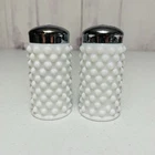 Vintage Fenton Glass Salt Pepper Shaker Set White Milk Glass Hobnail Pattern 3"