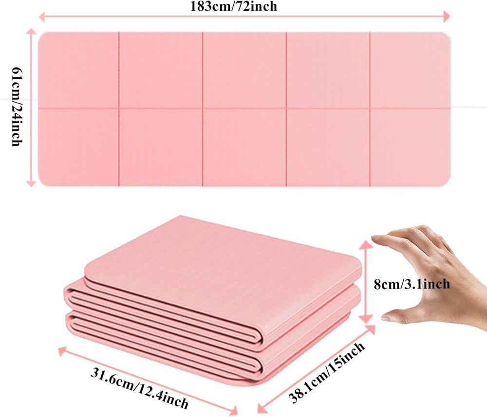 Travel-Friendly 1/4" Thick Non-Slip Foldable Yoga Exercise Mat