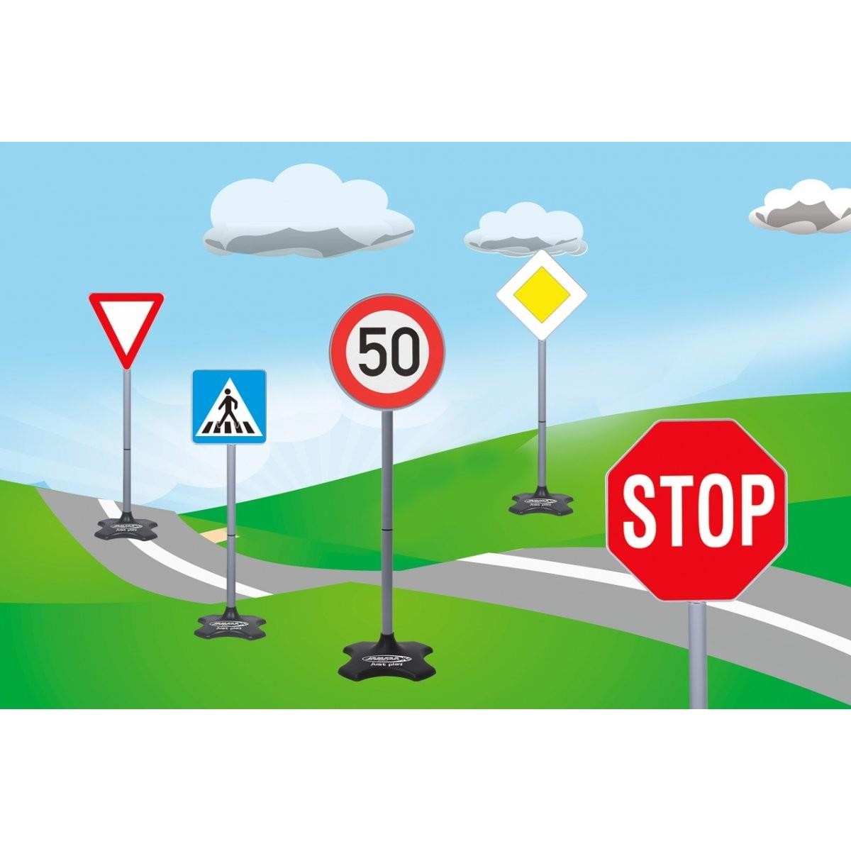 Panneaux de signalisation Jamara Set Traffic 5 pièces grand kit de jeu pour enfant H 81cm