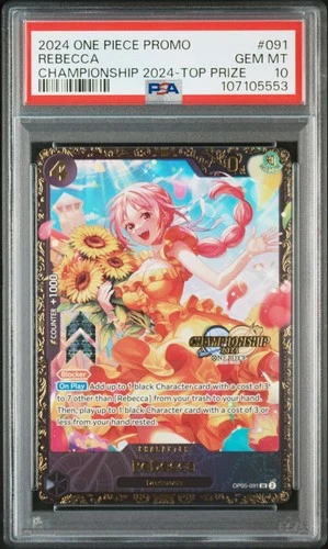 Rebecca One Piece 2024 Championship Top Prize Promo English OP05-091 SR PSA 10
