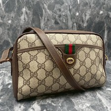 Gucci Shoulder Bag Crossbody Beige Leather GG Sherry Line Authentic From JAPAN
