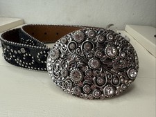 Nocona - Black Calf Hair Rhinestone Belt/Buckle - Sz Small NEW