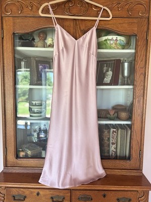 NWT VICTORIAS SECRET SIZE XS WOMEN PINK SATIN MAXI SLIP DRESS SO CUTE!!