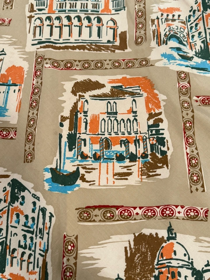 Vintage Kate Hill Size 10P Venice Italy Print Silk Blend Travel Artsy Midi Skirt - Image 4 of 4