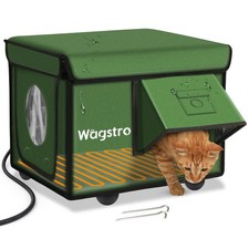 Heated Cat House for Outside, Waterproof Awning  Escape Door Heated Cat Hous...