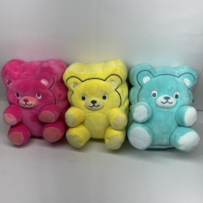 Jazwares Snackeeze Gummy Bear Plush ,Pink,Yellow,Aqua Russ Super Soft