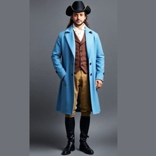 Mens 19th Century Sky-Blue Wool Tailcoat, Only Coat For Sale