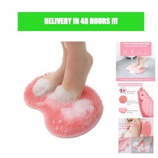 Wall Mounted Shower Foot Scrubber Mat with Suction Cups, Exfoliating Silicone