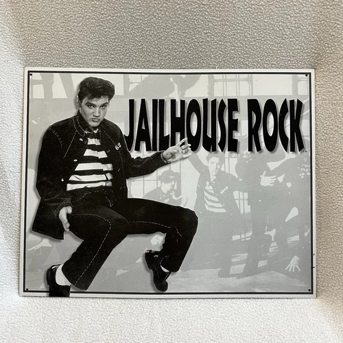Vintage ELVIS PRESLEY Tin Metal Sign JAILHOUSE ROCK Movie Dancing 2001