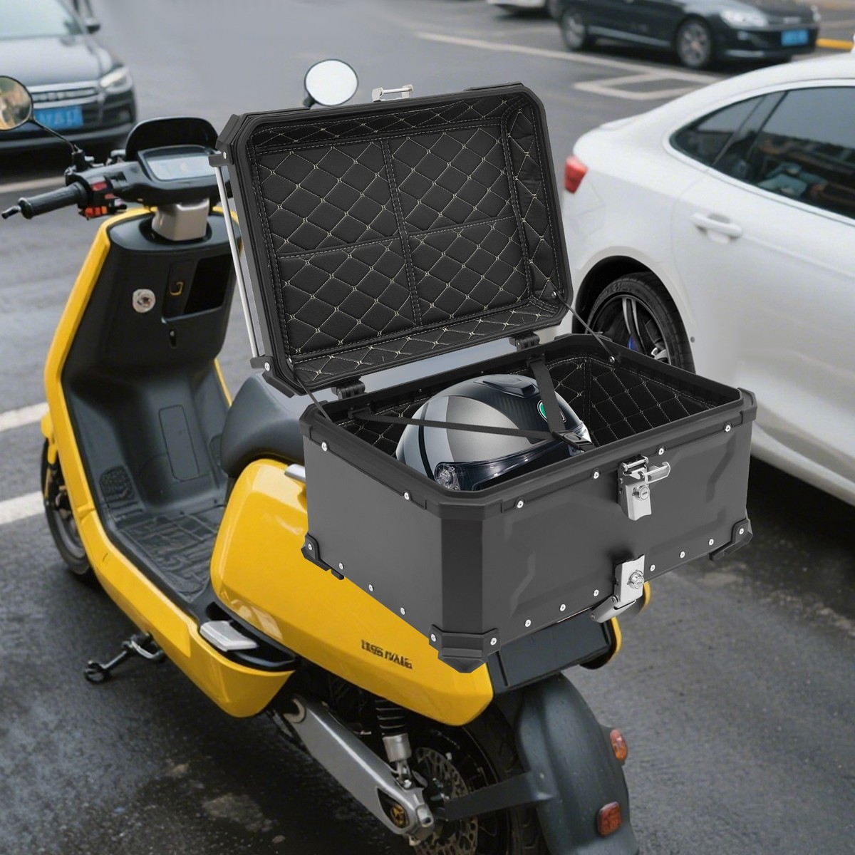 65L Black Motorcycle Top Case Tail Box Luggage Scooter Trunk