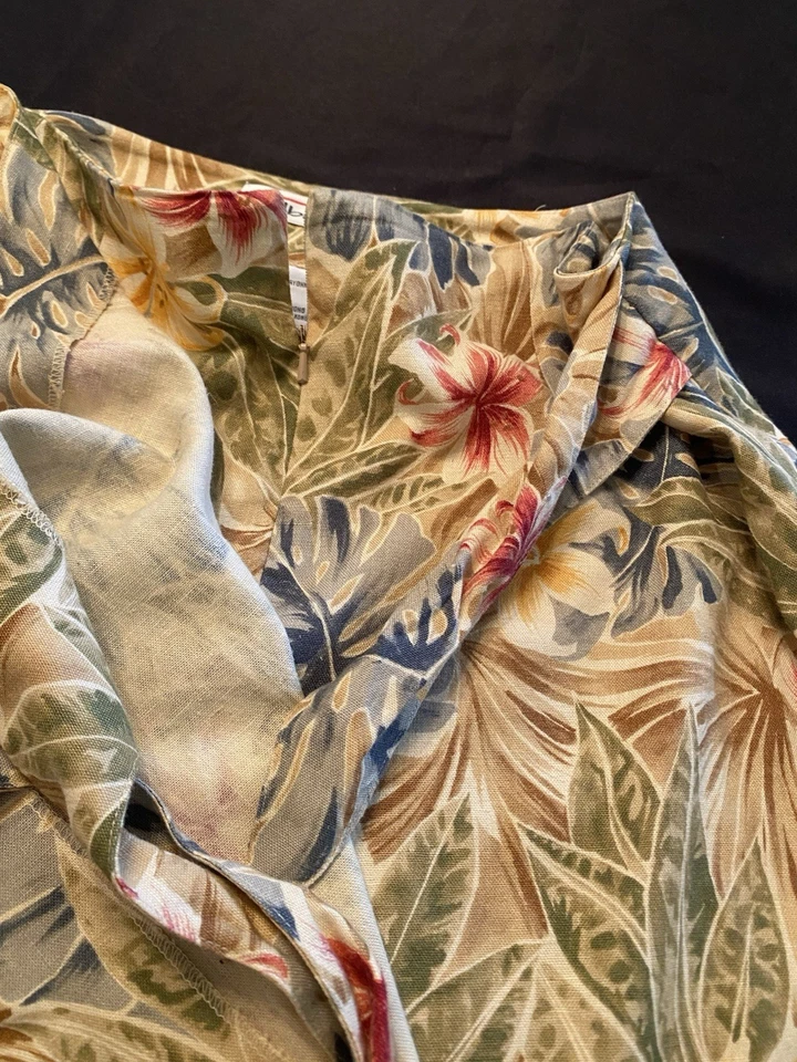 Falda corta Talbots talla 14 para mujer estampado tropical floral mezcla de lino envolvente sintético Foto 3 de 4