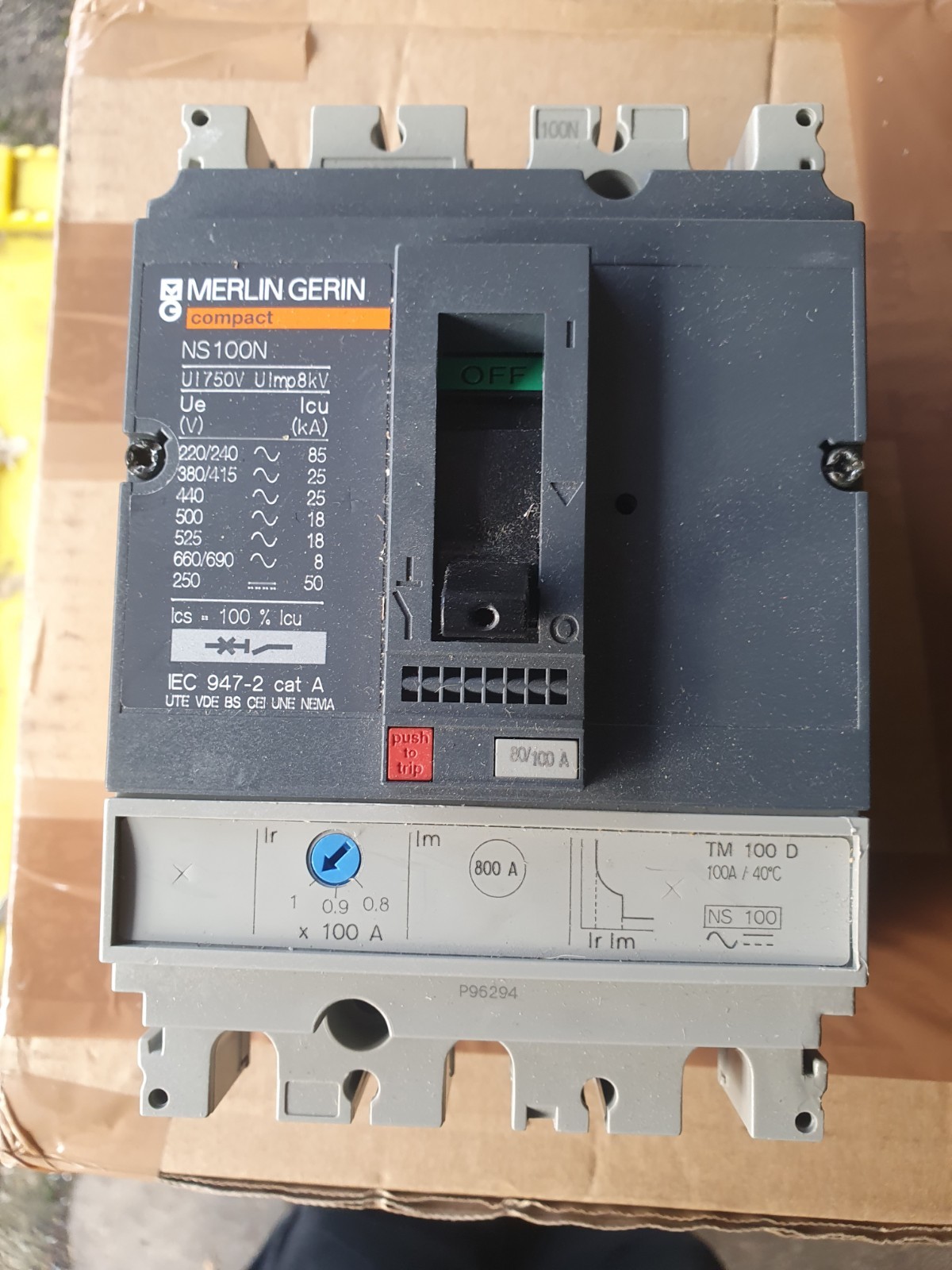 MERLIN GERIN 29630 NS 100N MCCB 100A 3P 415V Merlin Gerin TM100D G2
