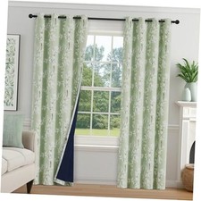 100 Blackout Floral Curtains for 50"W x 84"L Pack of 2 Blossom  Green