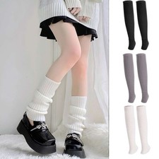 Women Leg Warmers Crochet Knit Ribbed Knee High Winter Warm Long Boot Sock