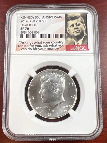 2014 D High Relief Silver Kennedy Half Dollar NGC SP 70