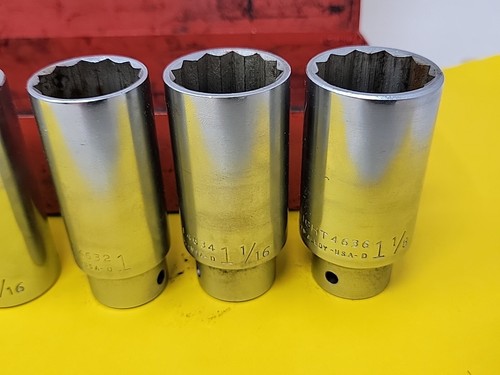 Wright Tool Vintage 10 Pezzi 3/4" Unità Set di Prese Standard in Scatola di Metallo Valigetta - Foto 3 di 11