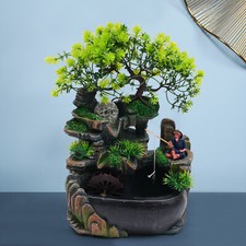 Zimmerbrunnen LED Beleuchtung Desktop Brunnen Wasserspiel Pflanze Ornament NEU