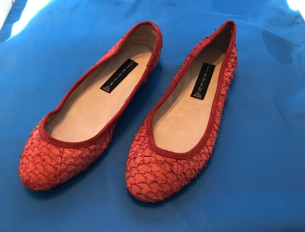 Steve Madden Women Unique Ballet Flats US Salmon Pink Leather