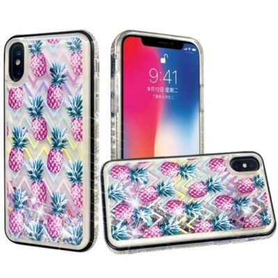 Quicksand Diamond Bumper Hybrid Case for iPhone 12 Pro Max 6.7 PINEAPPLE ZIGZAG