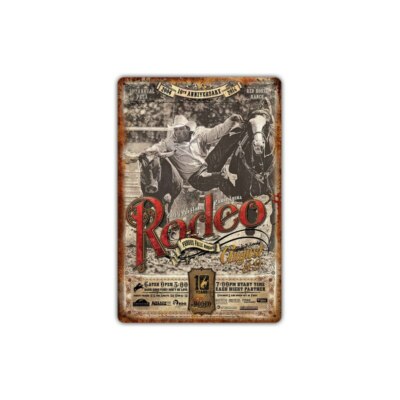 VINTAGE COWBOY RODEO METALLSCHILD 30 X 20 CM