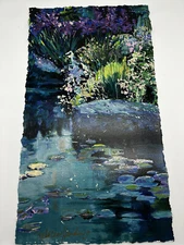 Rebecca Hardin Serigraph Mezame The Awakening Iris Flower Garden Pond Signed