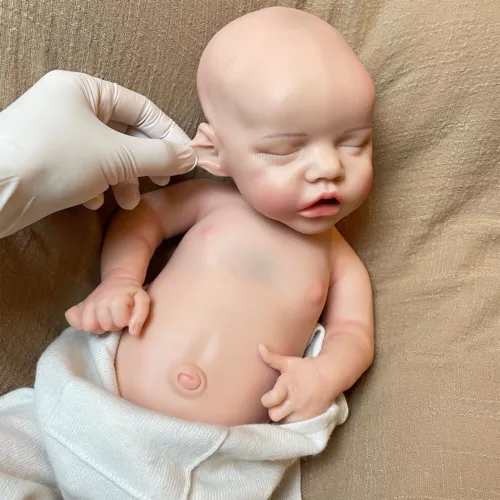 18 Zoll schlafende Reborn Puppe gewichtet 5,6 Pfund weiches Silikon Neugeborenes Baby Mädchen Weihnachtsgeschenk - Bild 9 von 21