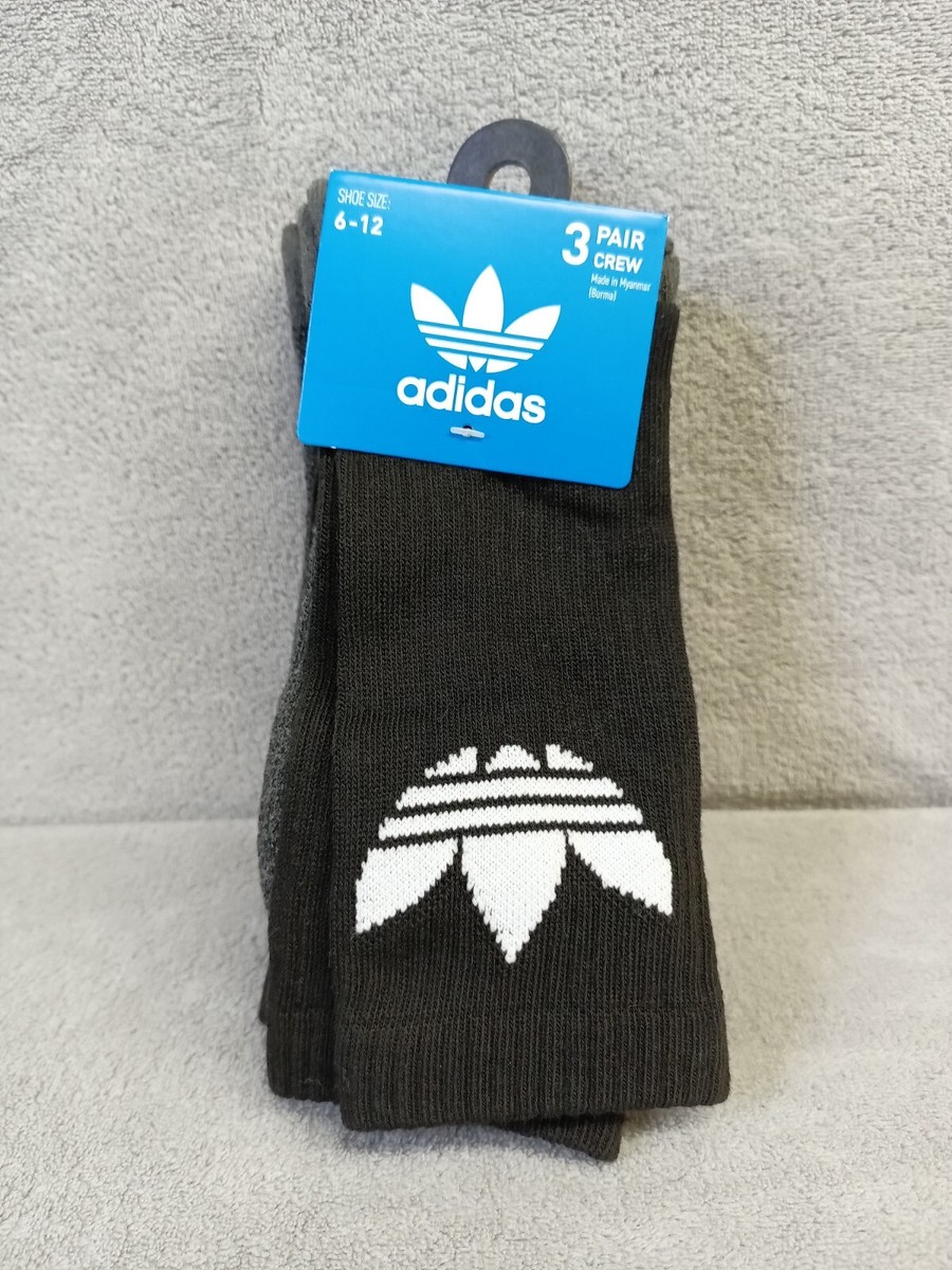 Adidas Crew Socks Bold Logo Cushioned 3 Pack One Size (6-12) Black