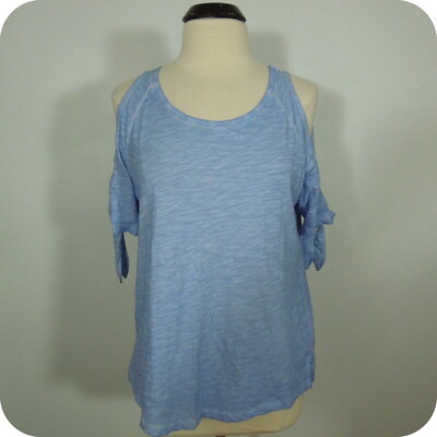 SANCTUARY Cold Shoulders Top M Medium Womans Blue Sleeveless Tie