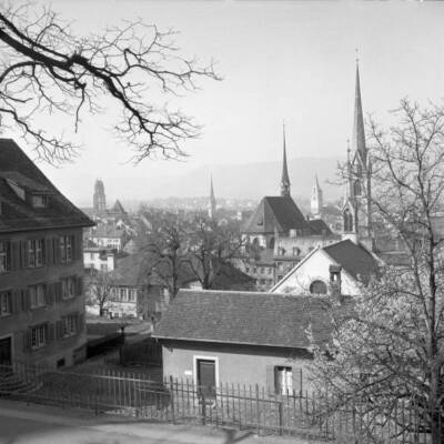 View from the Polyterrasse over the oldtown of Zurich View from - 1958 Photo