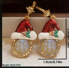 christmas earrings santa moon fashion jewelry NEW Free Shipping 1.1 Inch