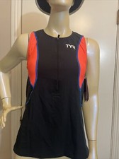 TYR Womens Black /Orange Competitor Swim Triathlon Loose Tank Top Size S