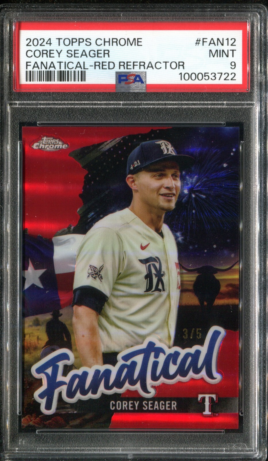 PSA 9 2024 Topps Chrome Fanatical Red Refractor Corey Seager /5 Texas Rangers